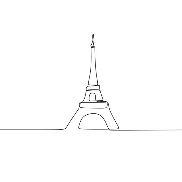 Parigi Eiffel Torre Icona Vettoriale Illustrazione Con Linea Continua Disegno — Vettoriale Stock