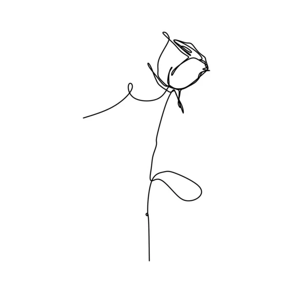 バラの花のシンプルなデザインのミニマリズムのコンセプトの連続の つの線画ベクトル イラスト — ストックベクタ