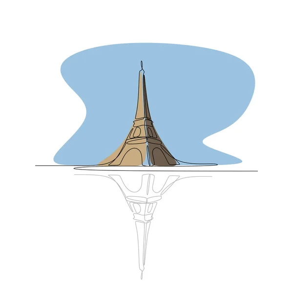 Torre Eiffel París Colorido Dibujo Una Sola Línea Vector Ilustración — Vector de stock