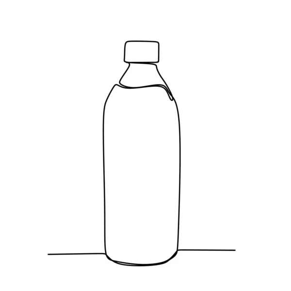 Непрерывный Рисунок Линии Минималистского Дизайна Бутылочного Напитка — стоковый вектор
