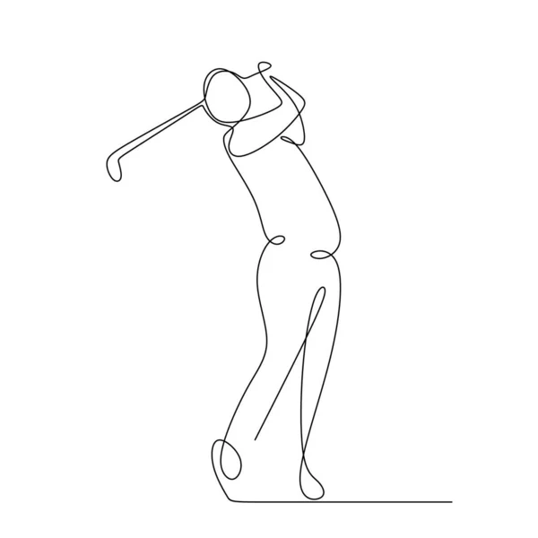 Kontinuierliche Linienziehung Des Golfspielers Ball — Stockvektor