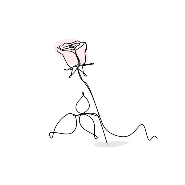 玫瑰花浪漫符号的连续线条绘制向量最小设计背景 — 图库矢量图片