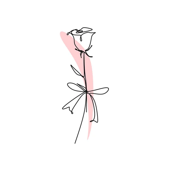 Dibujo Continuo Una Línea Rosa Flor Vector Ilustración Aislada Sobre — Vector de stock