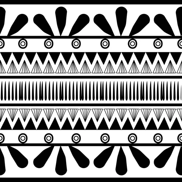 古老的玛雅部落无缝模式与黑色和白色的颜色矢量插图时尚纺织品印刷和包装 — 图库矢量图片