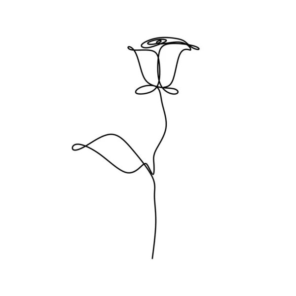 Continuous Line Drawing Rose Petal Vector Illustration Minimalist Design — Stock Vector