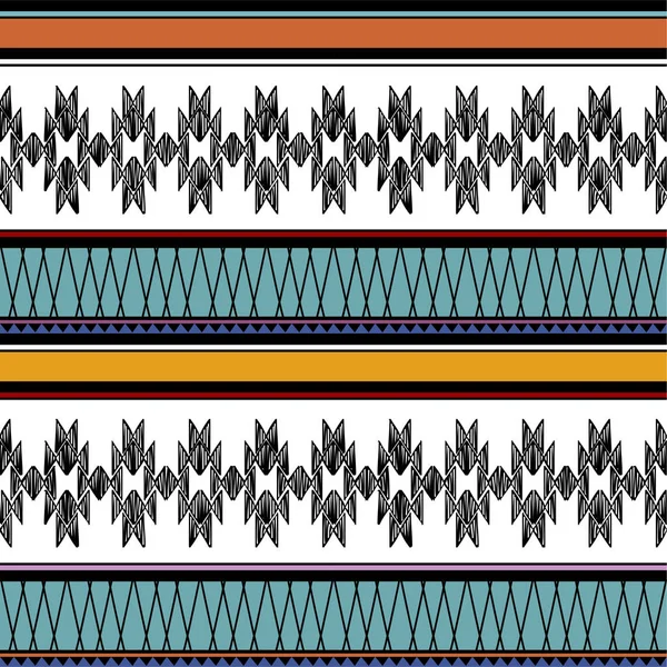 Retro Färger Tribal Vektor Sömlös Navajo Mönster Aztec Abstrakt Geometrisk — Stock vektor