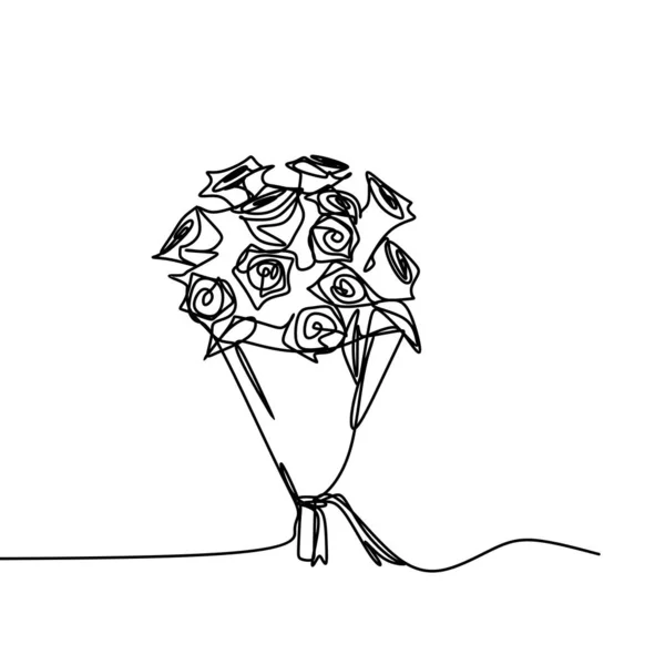 Jednego Ciągłego Rysowania Linii Róży Kwiat Białym Tle Minimalistyczny Design — Wektor stockowy