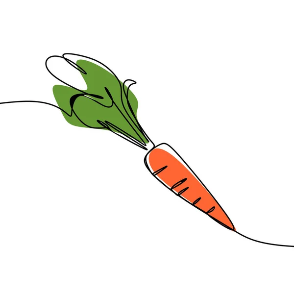Carotte Légumes Ligne Continue Art Dessin Vecteur — Image vectorielle