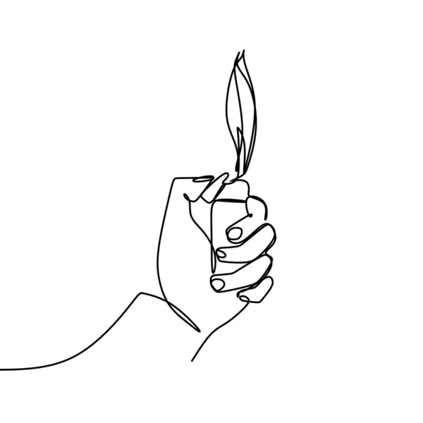 Одна Сплошная Линия Одной Руки Поджигает Векторную Иллюстрацию Спичек — стоковый вектор