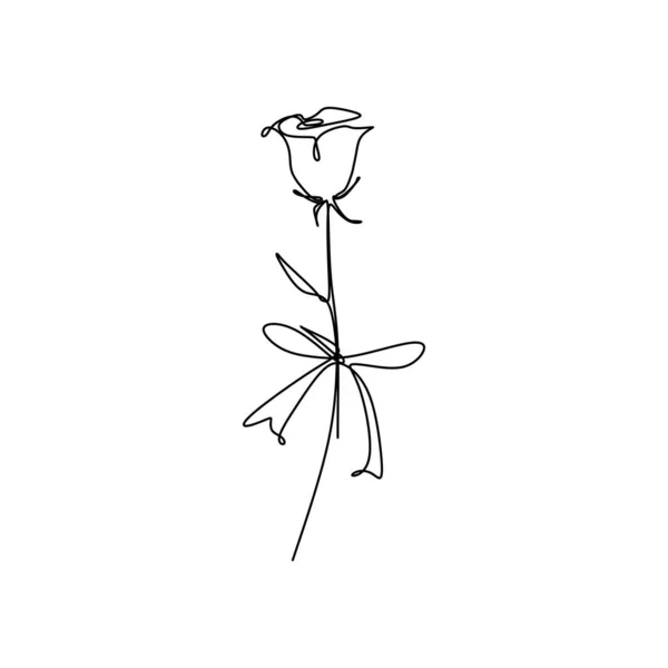 玫瑰花简约设计简约概念的连续一条线画矢量展示 — 图库矢量图片