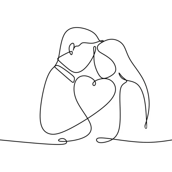 Влюбленная Пара Непрерывной Векторной Иллюстрацией — стоковый вектор