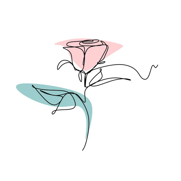 Continu Lijntekening Vector Van Rose Bloem Romantische Symbool Minimaal Ontwerp — Stockvector