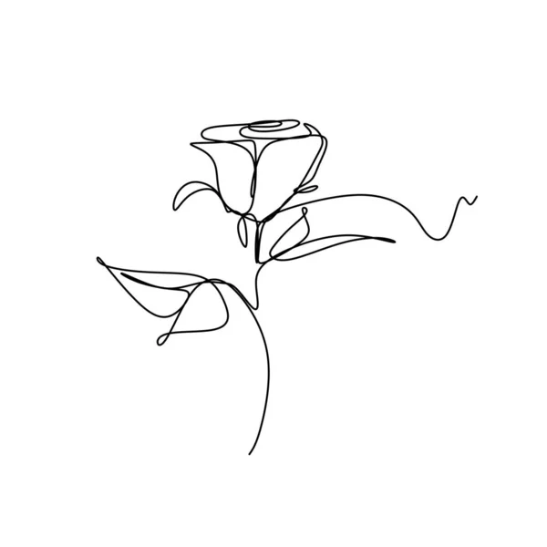 Desenho Contínuo Uma Linha Ilustração Vetorial Flor Rosa Conceito Minimalismo — Vetor de Stock