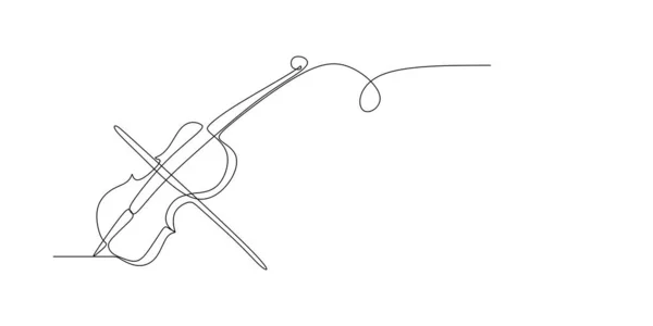 Kontinuální Perokresba Housle Minimalistickém Designu — Stockový vektor