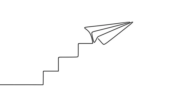 Kontinuální Perokresba Papírové Letadlo Vektorové Ilustrace — Stockový vektor