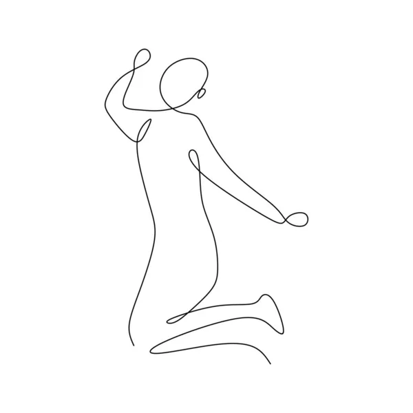 Счастливый Человек Поднимает Руку Векторным Рисунком Векторной Иллюстрацией Минималистского Дизайна — стоковый вектор