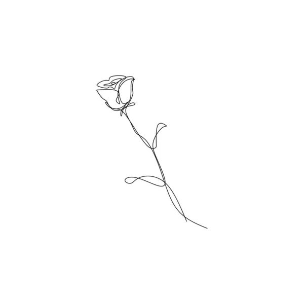 Folyamatos Egy Vonalas Rajz Vektoros Illusztráció Rózsa Virág Minimalista Minimalizmus — Stock Vector