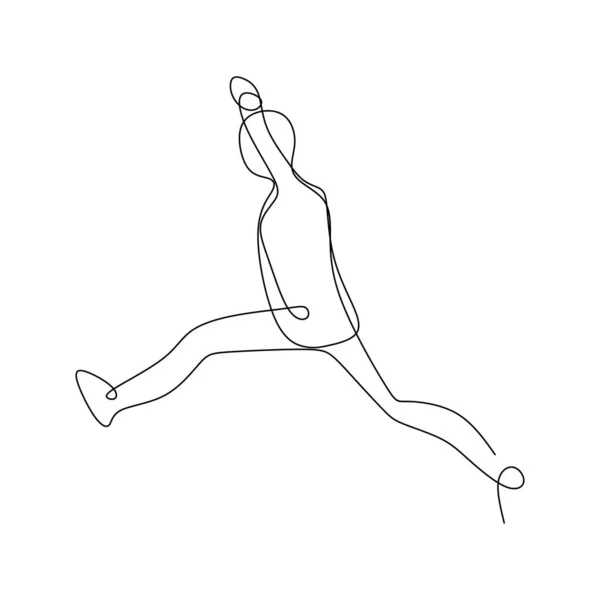 Μία Γραμμή Από Έναν Άνθρωπο Που Τρέχει Και Αυξάνεται Χέρι — Διανυσματικό Αρχείο