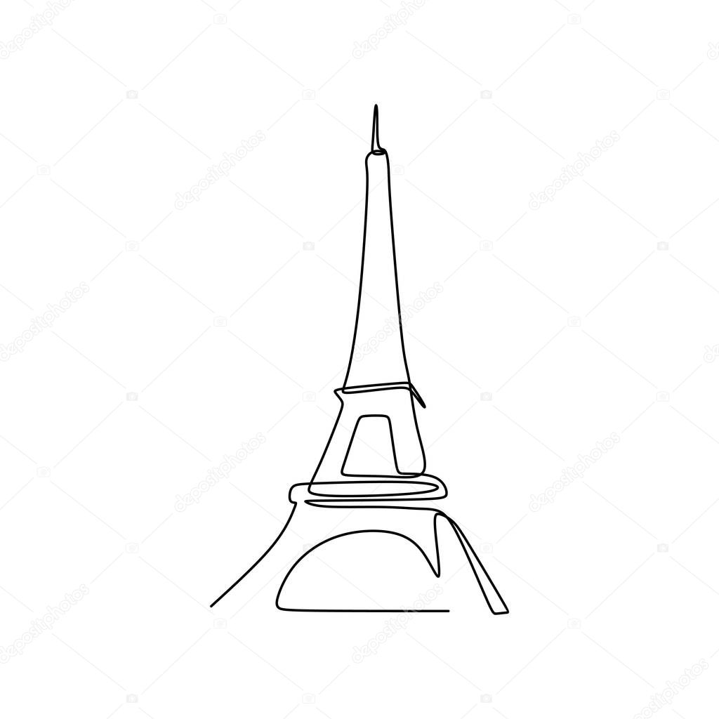 Eiffel tower in Paris continuous line drawing vector illustration