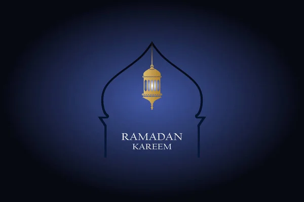 Ramadán Kareem Diseño Saludo Con Linterna Islámica Para Comunidad Musulmana — Vector de stock
