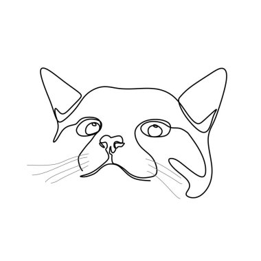 Şirin kedi sürekli çizim vektör çizim minimalist tasarım.