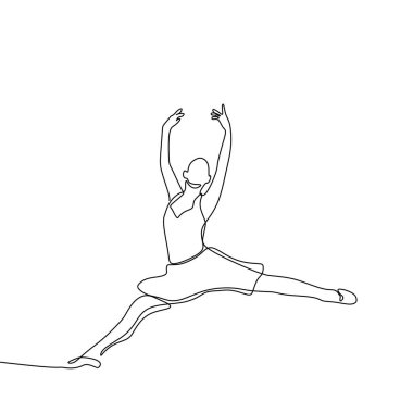 Dans eden kız sürekli çizim vektör çizim