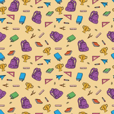 Geri okul seamless modeli için arka plan, kitap kapağı veya duvar kağıdı sarma çocuk moda için