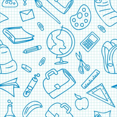 Okula geri çizim vektör çizim vintage tarzı doodle