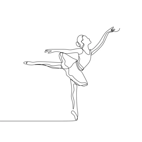 Awesome ballerina flicka dansa för konst utför vektor illustration kontinuerlig en linjeritning vektorgrafik. — Stock vektor