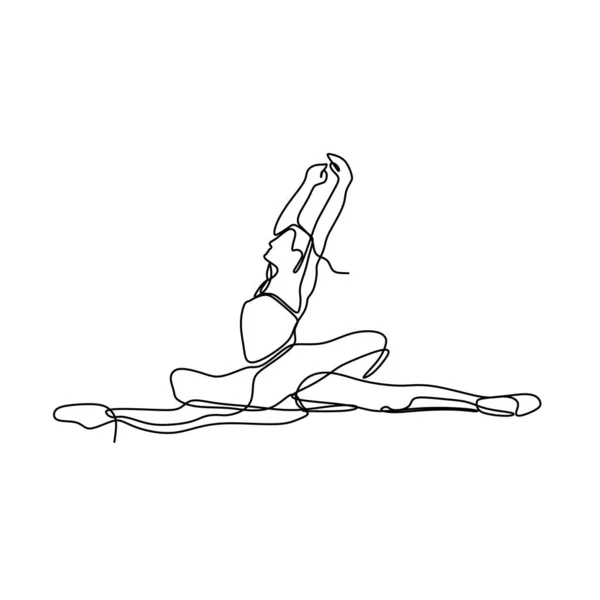 Ballerina una linea continua disegno vettoriale illustrazione. danza artistica minimalismo design . — Vettoriale Stock