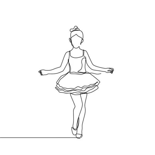 Young Ballerina one continuous line drawing vector illustration. artistic dance minimalism design. — Stock Vector