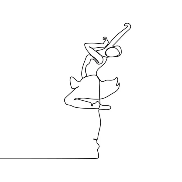 Wanita Ballerina satu garis terus menerus menggambar ilustrasi vektor. Desain minimalisme tari artistik . - Stok Vektor