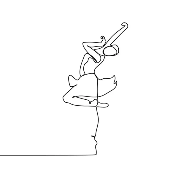 Bailarina mujeres una línea continua dibujo ilustración vectorial. diseño de minimalismo de danza artística . — Archivo Imágenes Vectoriales