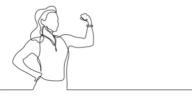 Güçlü kadınlar sürekli çizim vektör çizim minimal tasarım