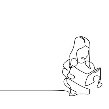 Kitap sürekli çizim vektör Illustration okuma genç kız teen