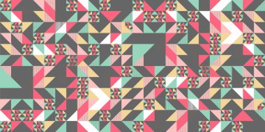 Moda Tekstil baskı için üçgen renkli desen arka plan. Yastık, halı ve trendy renklerle kaydırma battaniye kapak için iyi.