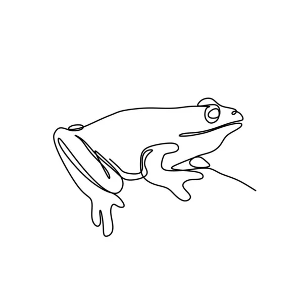 Frosch eine Linie Kunst Zeichnung Vektor Illustration minimalistisches Design — Stockvektor