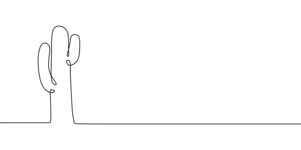 一条线绘制仙人掌连续线形设计 — 图库矢量图片