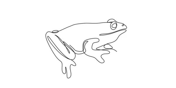 Frosch eine Linie Kunst Zeichnung Vektor Illustration minimalistisches Design — Stockvektor