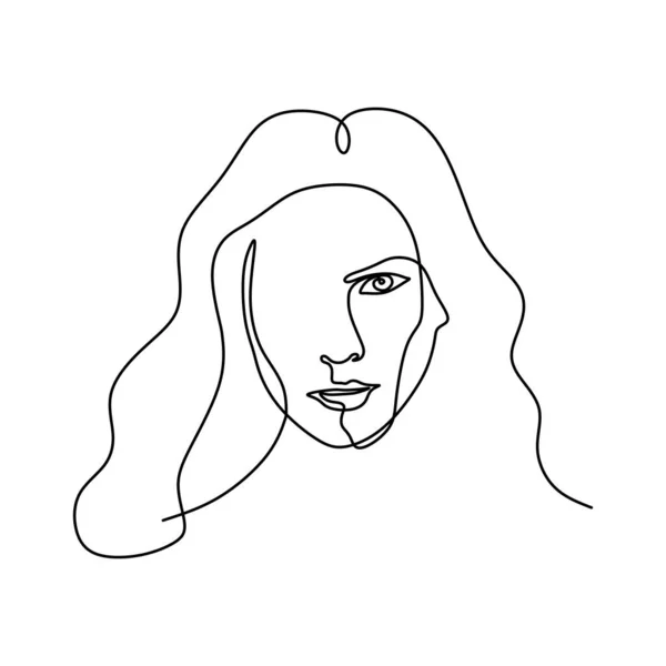 Face abstraite un dessin de ligne. Portrait minimaliste style continu — Image vectorielle