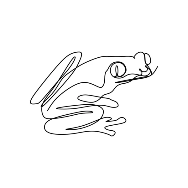 Frog one line art drawing vector illustration minimalist design — Stock Vector