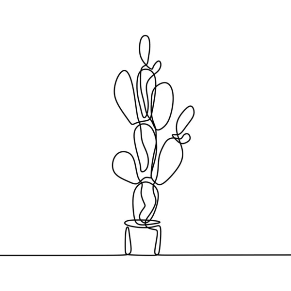 Un disegno a linee di cactus isolato su sfondo bianco — Vettoriale Stock