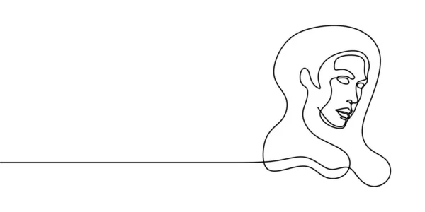 Cara abstracta dibujo de una línea. Estilo minimalista impresionante — Vector de stock