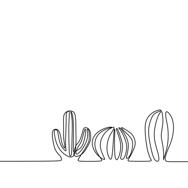 Trendy cactus una linea disegno minimalista vettoriale illustrazione — Vettoriale Stock