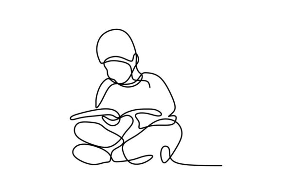 Boy continuous line drawing vector illustration