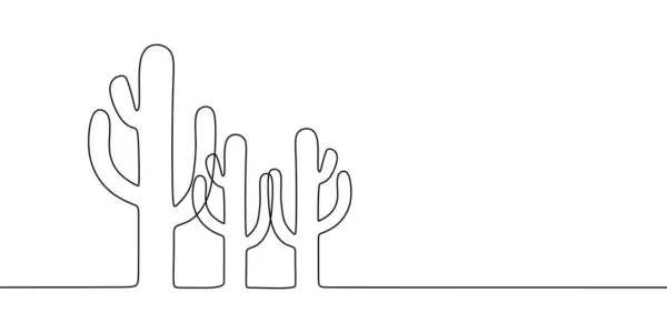 Кактус одна линия рисования векторной иллюстрации минималистский дизайн — стоковый вектор
