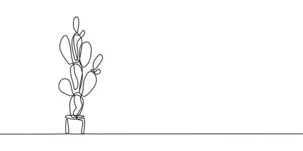 Disegno continuo di una linea disegno cactus disegno disegnato a mano vettoriale illustrazione — Vettoriale Stock