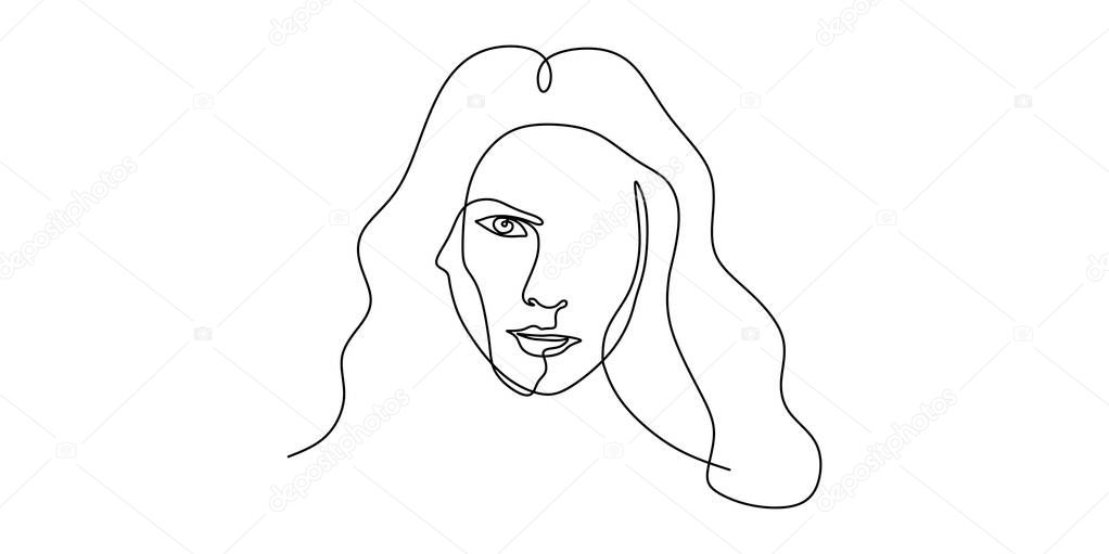Abstract face one line drawing. Awesome minimalism style