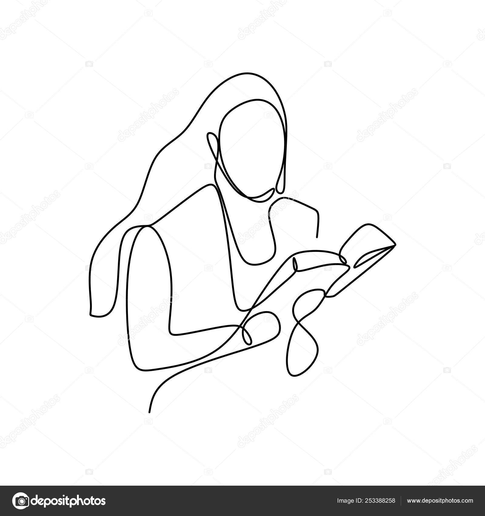 Continuous Line Drawing Of Someone Reading A Book Stock