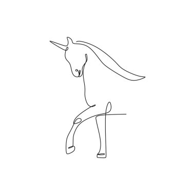 Tek boynuzlu at hayvan sürekli bir çizgi.